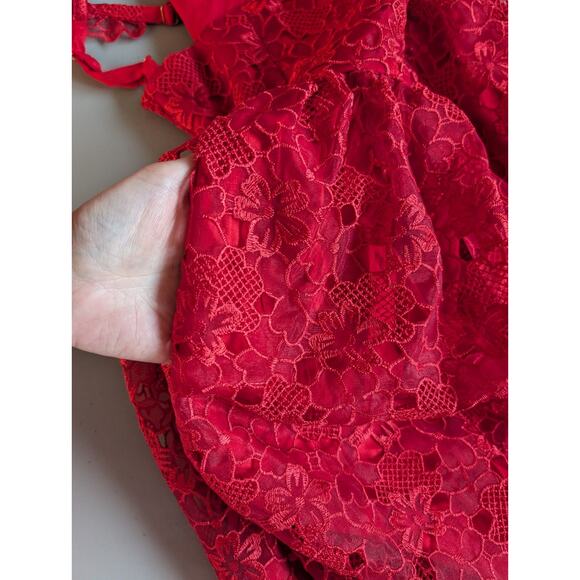 NWT Anthropologie Ruffle-strap Corset Lace Mini Dress Size S Red #8G507 - Picture 10 of 10